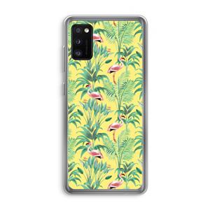 CaseCompany Flamingo party: Samsung Galaxy A41 Transparant Hoesje