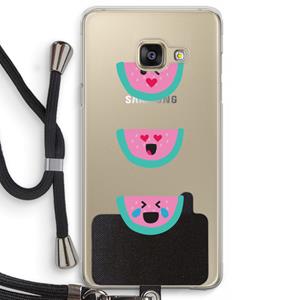 CaseCompany Smiley watermeloen: Samsung Galaxy A3 (2016) Transparant Hoesje met koord
