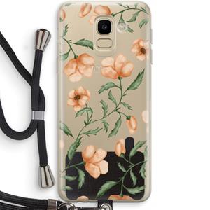 CaseCompany Peachy flowers: Samsung Galaxy J6 (2018) Transparant Hoesje met koord