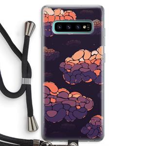 CaseCompany Patroon Wolken: Samsung Galaxy S10 Plus Transparant Hoesje met koord