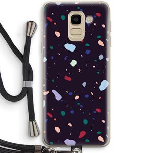 CaseCompany Dark Rounded Terrazzo: Samsung Galaxy J6 (2018) Transparant Hoesje met koord