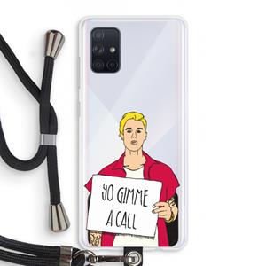 CaseCompany Gimme a call: Samsung Galaxy A71 Transparant Hoesje met koord
