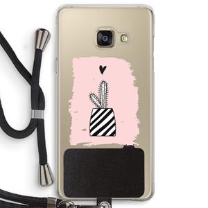 CaseCompany Zwart-wit cactus: Samsung Galaxy A3 (2016) Transparant Hoesje met koord