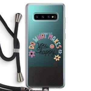 CaseCompany Happy days: Samsung Galaxy S10 Plus Transparant Hoesje met koord