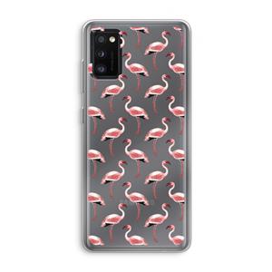 CaseCompany Flamingoprint groen: Samsung Galaxy A41 Transparant Hoesje