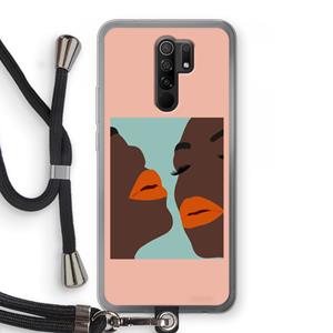 CaseCompany Orange lips: Xiaomi Redmi 9 Transparant Hoesje met koord