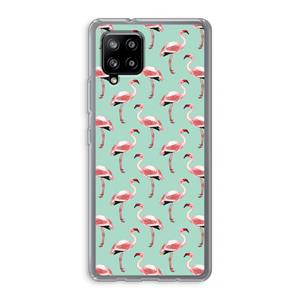 CaseCompany Flamingoprint groen: Samsung Galaxy A42 5G Transparant Hoesje