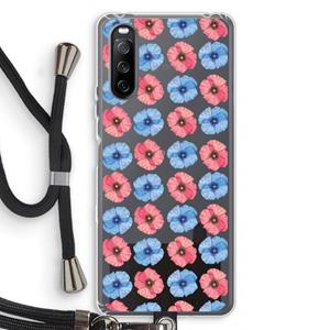 CaseCompany Klaproosjes: Sony Sony Xperia 10 III Transparant Hoesje met koord