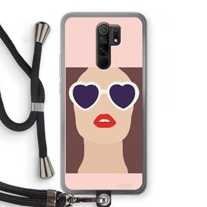 CaseCompany Red lips: Xiaomi Redmi 9 Transparant Hoesje met koord