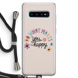 CaseCompany Happy days: Samsung Galaxy S10 Plus Transparant Hoesje met koord