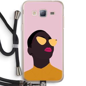 CaseCompany Yellow glasses: Samsung Galaxy J3 (2016) Transparant Hoesje met koord