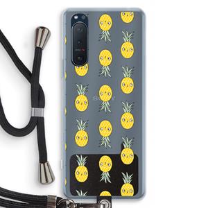 CaseCompany Ananas: Sony Xperia 5 II Transparant Hoesje met koord