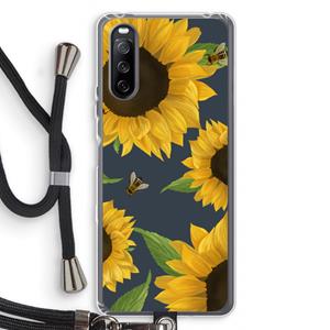 CaseCompany Sunflower and bees: Sony Sony Xperia 10 III Transparant Hoesje met koord