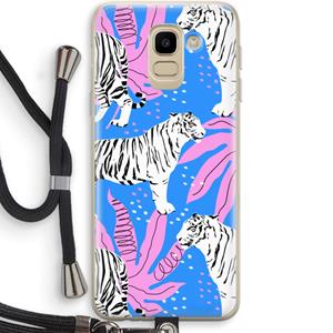 CaseCompany Tijger: Samsung Galaxy J6 (2018) Transparant Hoesje met koord