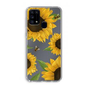 CaseCompany Sunflower and bees: Samsung Galaxy M31 Transparant Hoesje
