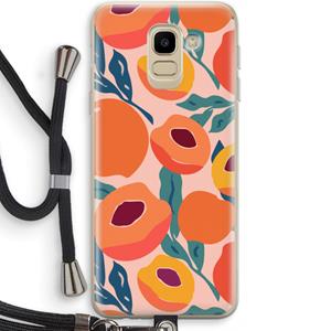 CaseCompany Perzik: Samsung Galaxy J6 (2018) Transparant Hoesje met koord