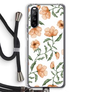 CaseCompany Peachy flowers: Sony Sony Xperia 10 III Transparant Hoesje met koord