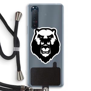 CaseCompany Angry Bear (white): Sony Xperia 5 II Transparant Hoesje met koord