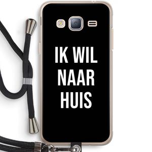 CaseCompany Ik wil naar huis - Zwart: Samsung Galaxy J3 (2016) Transparant Hoesje met koord