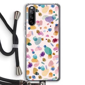 CaseCompany Terrazzo Memphis Pink: Sony Sony Xperia 10 III Transparant Hoesje met koord