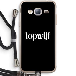 CaseCompany Topwijf Zwart: Samsung Galaxy J3 (2016) Transparant Hoesje met koord