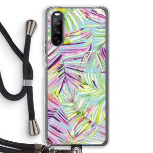 CaseCompany Tropical Palms Blue: Sony Sony Xperia 10 III Transparant Hoesje met koord