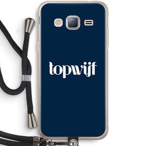 CaseCompany Topwijf Navy: Samsung Galaxy J3 (2016) Transparant Hoesje met koord