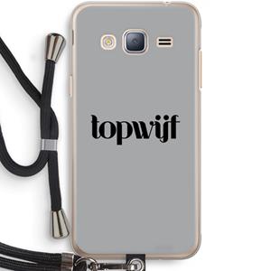 CaseCompany Topwijf Grijs Zwart: Samsung Galaxy J3 (2016) Transparant Hoesje met koord