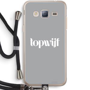 CaseCompany Topwijf Grijs Wit: Samsung Galaxy J3 (2016) Transparant Hoesje met koord