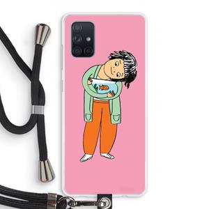 CaseCompany Visknuffel: Samsung Galaxy A71 Transparant Hoesje met koord