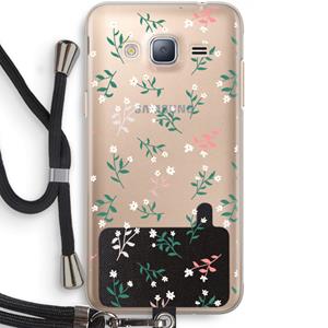CaseCompany Small white flowers: Samsung Galaxy J3 (2016) Transparant Hoesje met koord