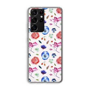 CaseCompany Bloemetjes: Samsung Galaxy S21 Ultra Transparant Hoesje