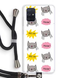 CaseCompany Meow: Samsung Galaxy A71 Transparant Hoesje met koord