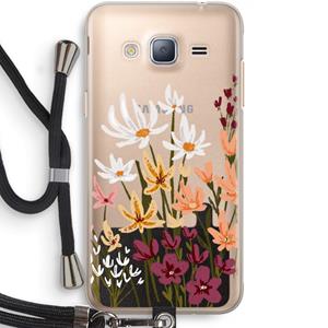 CaseCompany Painted wildflowers: Samsung Galaxy J3 (2016) Transparant Hoesje met koord