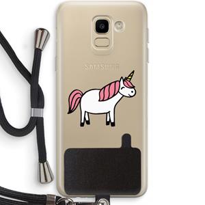 CaseCompany Eenhoorn: Samsung Galaxy J6 (2018) Transparant Hoesje met koord