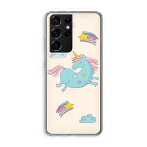 CaseCompany Vliegende eenhoorn: Samsung Galaxy S21 Ultra Transparant Hoesje