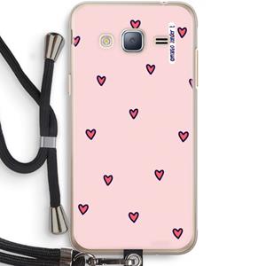 CaseCompany Hartjes: Samsung Galaxy J3 (2016) Transparant Hoesje met koord