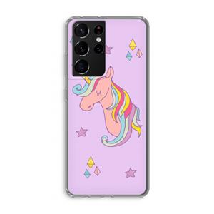 CaseCompany Roze eenhoorn: Samsung Galaxy S21 Ultra Transparant Hoesje