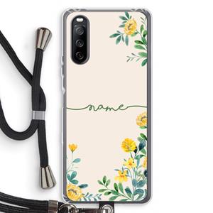 CaseCompany Gele bloemen: Sony Sony Xperia 10 III Transparant Hoesje met koord