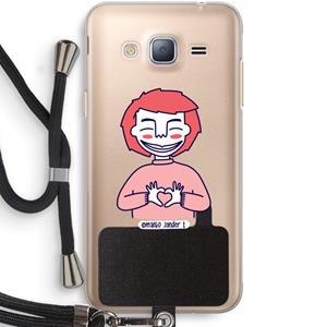 CaseCompany Hartje: Samsung Galaxy J3 (2016) Transparant Hoesje met koord