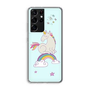 CaseCompany Regenboog eenhoorn: Samsung Galaxy S21 Ultra Transparant Hoesje