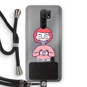 CaseCompany Hartje: Xiaomi Redmi 9 Transparant Hoesje met koord