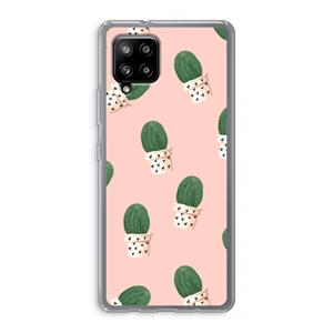 CaseCompany Cactusprint roze: Samsung Galaxy A42 5G Transparant Hoesje