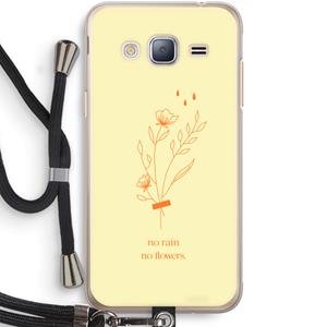 CaseCompany No rain no flowers: Samsung Galaxy J3 (2016) Transparant Hoesje met koord
