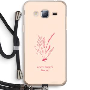 CaseCompany Where flowers bloom: Samsung Galaxy J3 (2016) Transparant Hoesje met koord