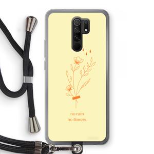 CaseCompany No rain no flowers: Xiaomi Redmi 9 Transparant Hoesje met koord