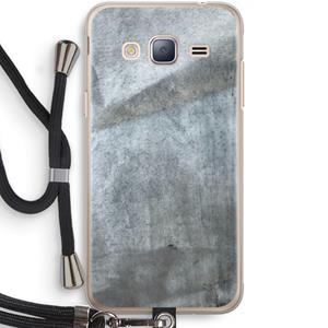 CaseCompany Grey Stone: Samsung Galaxy J3 (2016) Transparant Hoesje met koord