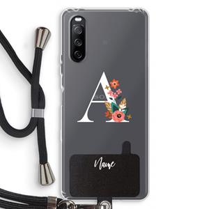 CaseCompany Pink Bouquet: Sony Sony Xperia 10 III Transparant Hoesje met koord