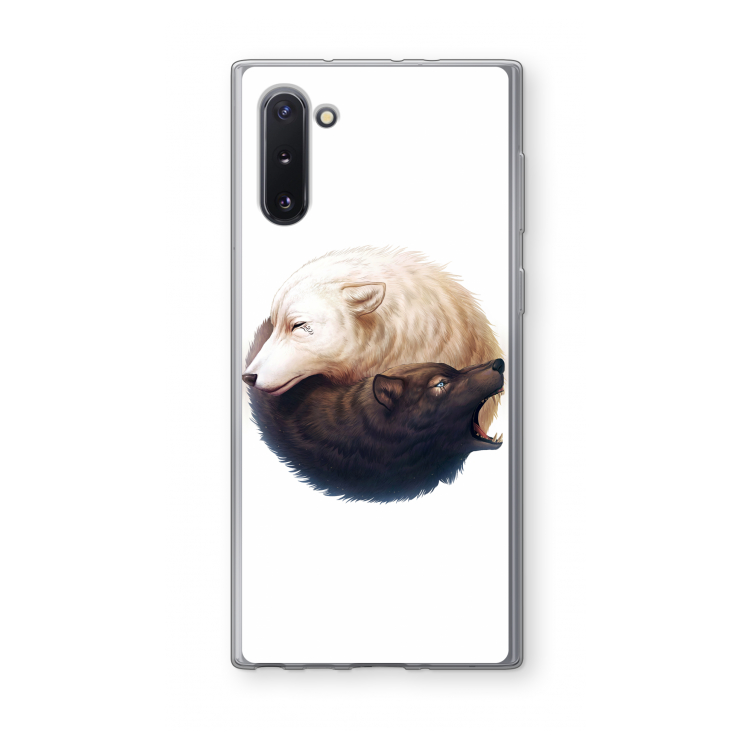 CaseCompany Yin Yang Wolves: Samsung Galaxy Note 10 Transparant Hoesje