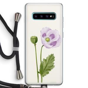 CaseCompany Purple poppy: Samsung Galaxy S10 Plus Transparant Hoesje met koord
